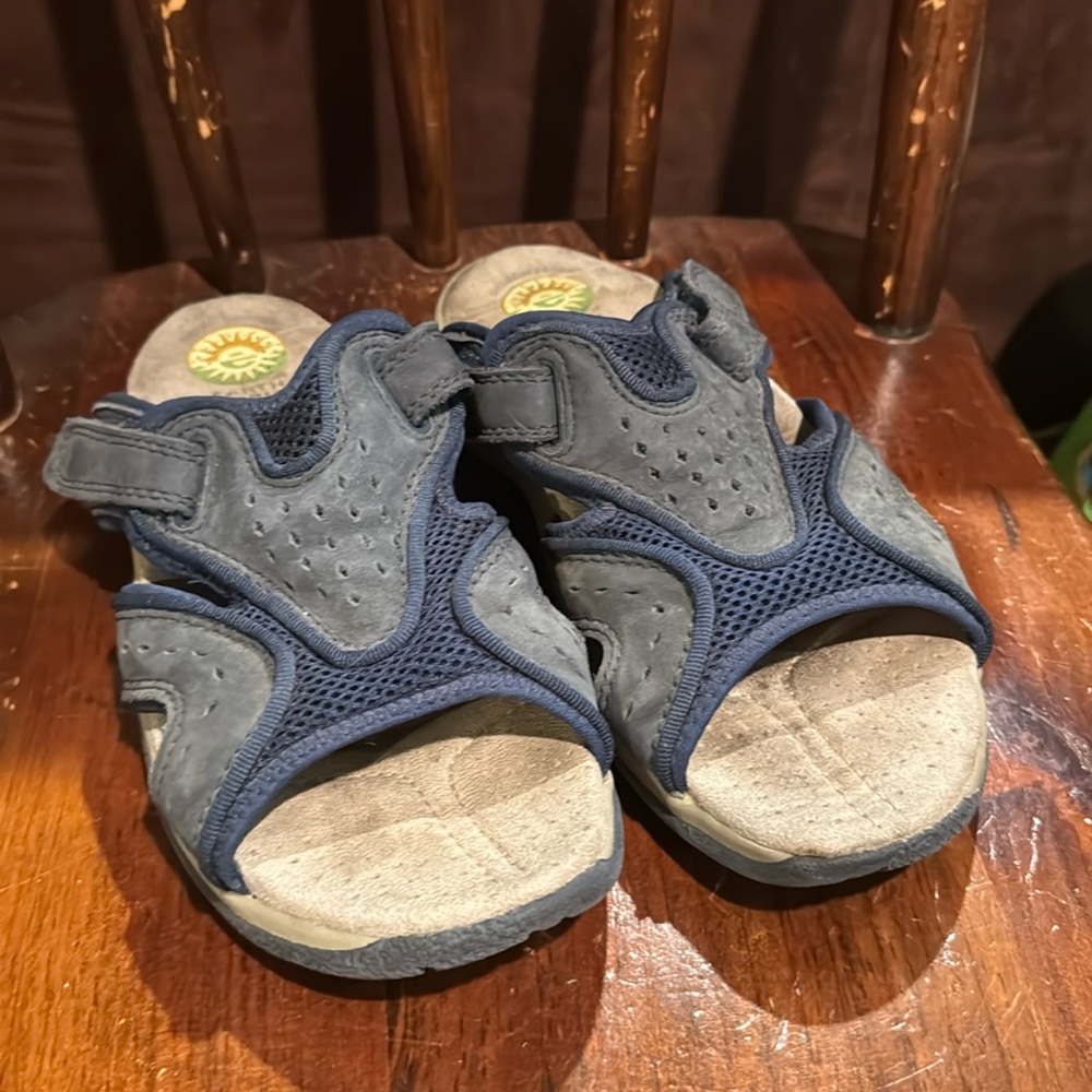 Earth Spirit Navy Blue/Tan Slip On Sandals Size 8